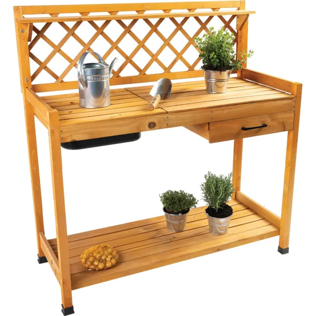 TERRA GARDEN Oppottafel -Tuinwerktafel - Tuinwerkbank - Hout - 112 x 50 x 118 cm