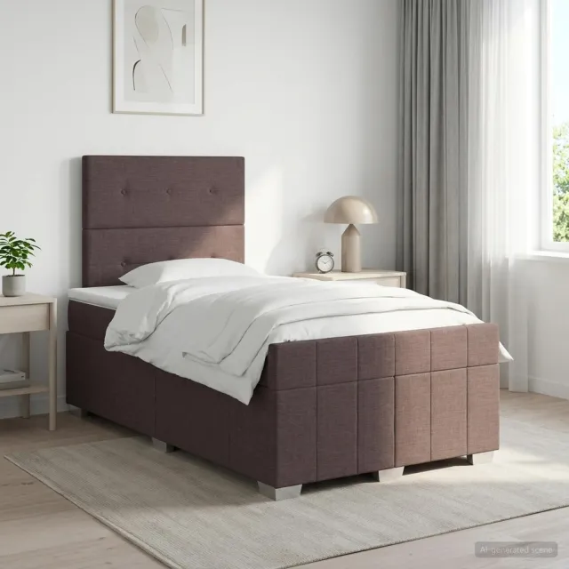 vidaXL Boxspringbed met matras Donkerbruin 120 x 190 cm Stof