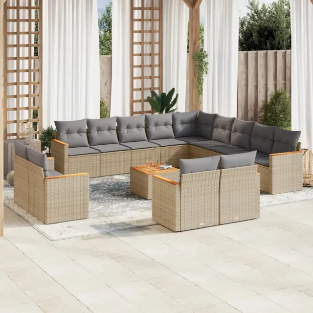 vidaXL Patio Sofa Set 6-zits Gemengd beige, foto 2
