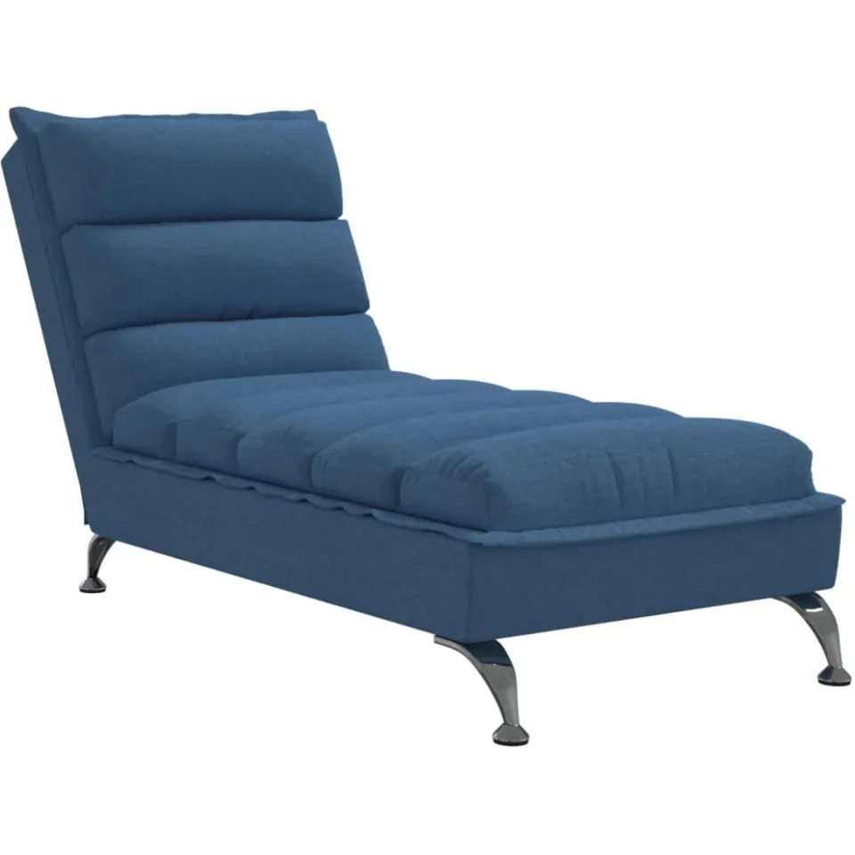vidaXL Chaise longue met kussens stof blauw