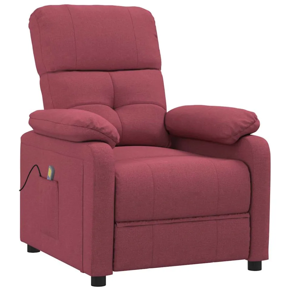 vidaXL Massagestoel stof wijnrood, foto 3