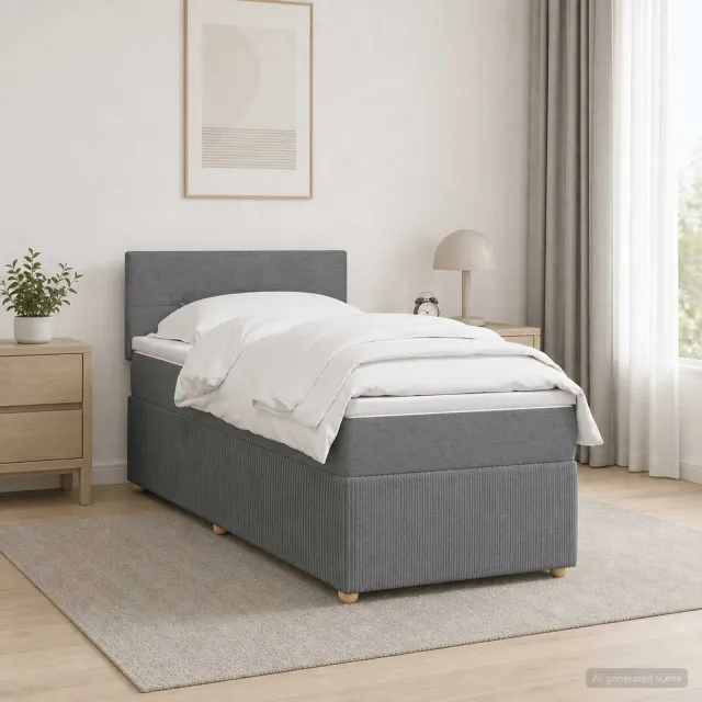 vidaXL Boxspringbed met matras Donkergrijs 100 x 200 cm Stof