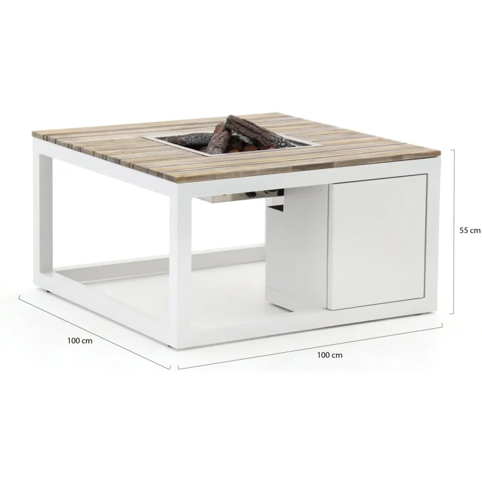 Cosi Cosiraw lounge vuurtafel 100x100x55cm wit, foto 3