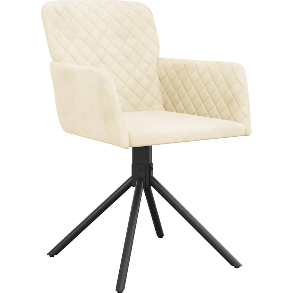 vidaXL Eetkamerstoelen draaibaar 2 st fluweel crèmekleurig