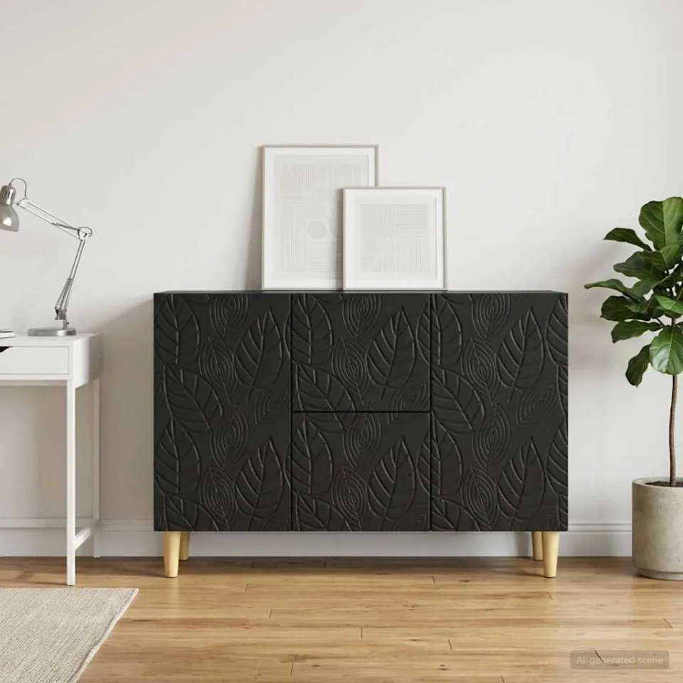 vidaXL Dressoir Zwart 89 x 34,5 x 60 cm Bewerkt hout, foto 3