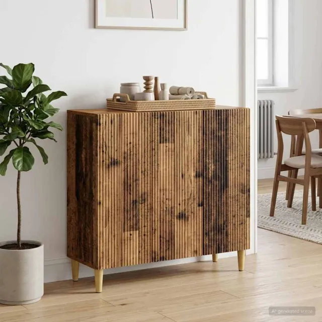 vidaXL Dressoir Oud hout 89 x 34,5 x 80 cm Bewerkt hout Bruin