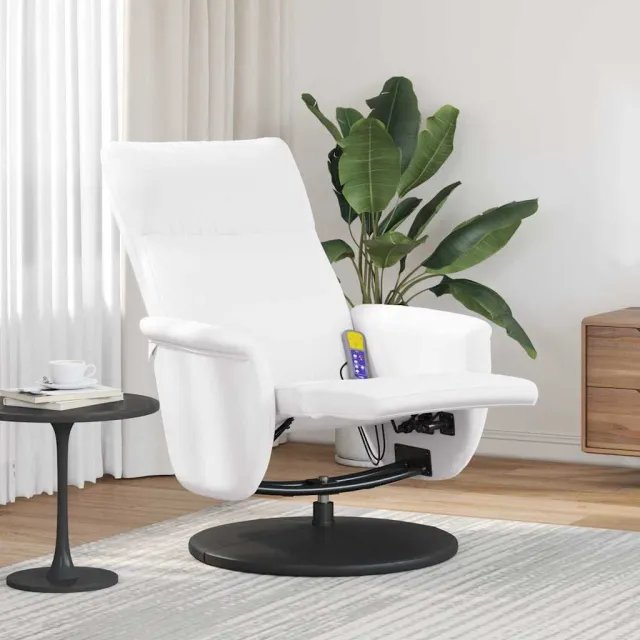 vidaXL Massage Recliner Stoel Wit 71 x 90 x 105 cm Nep Leer, foto 2