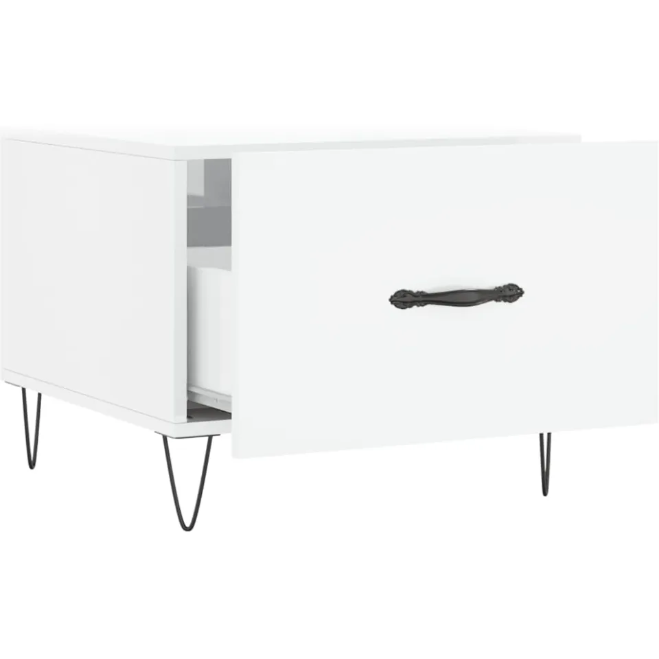 vidaXL Salontafel 50x50x40 cm bewerkt hout hoogglans wit, foto 4