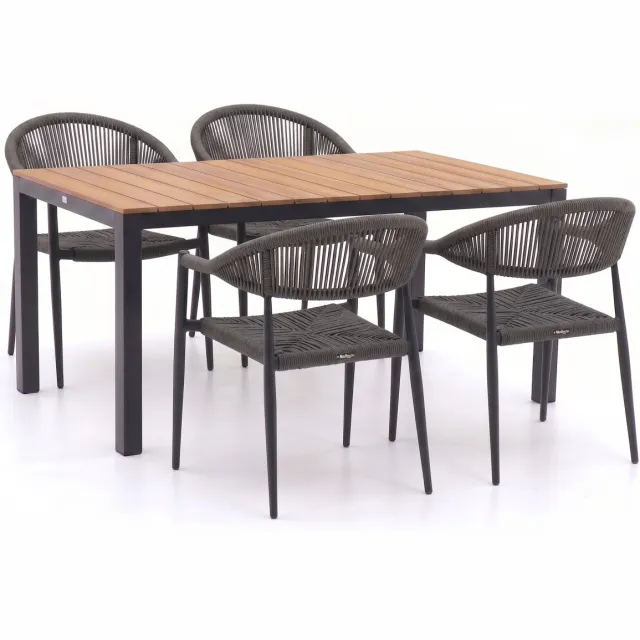 Manifesto Furniture Manifesto Belpasso/Fidenza 160cm dining tuinset 5-delig stapelbaar