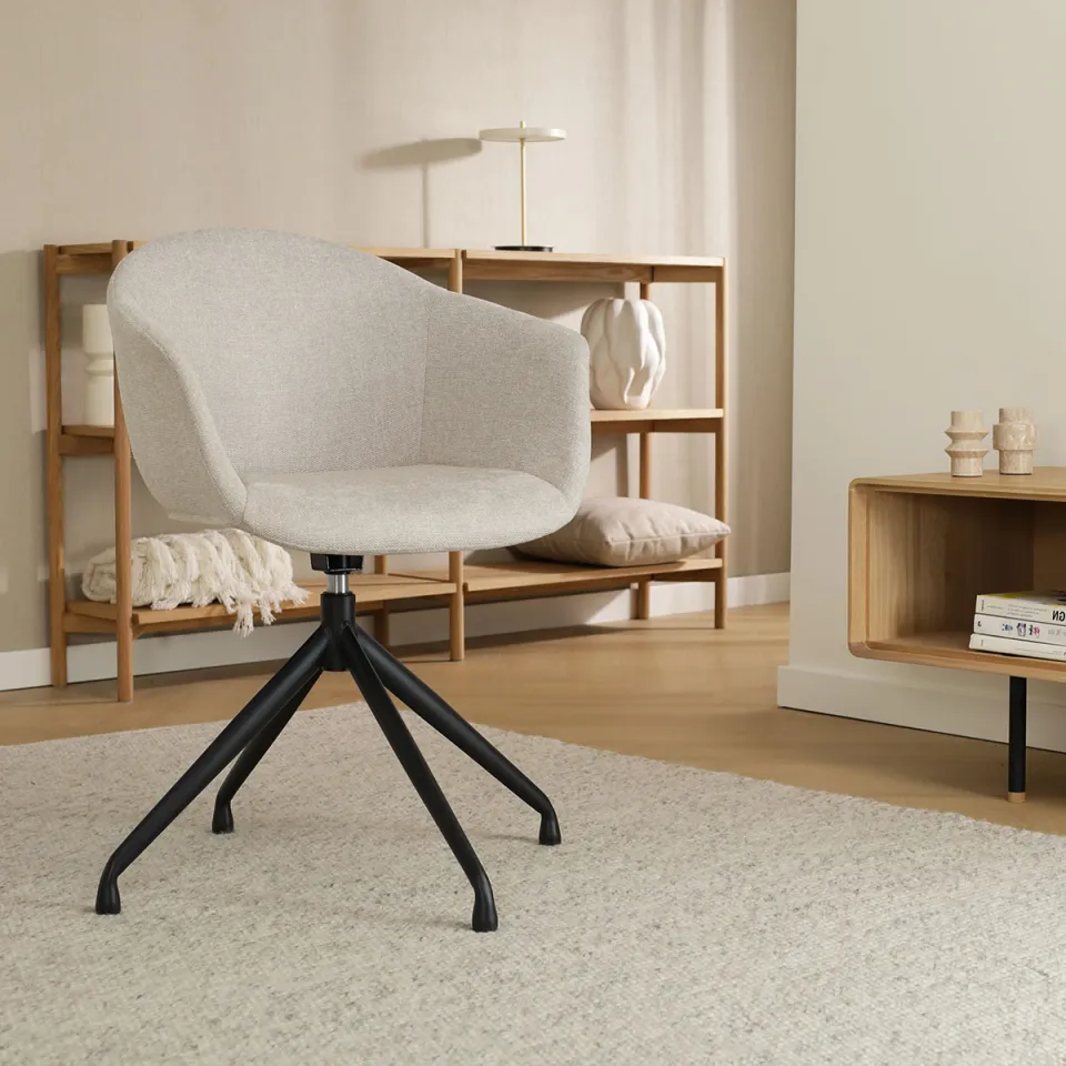 Nolon Nola-Otis draaibare eetkamerstoel beige - zwart onderstel, foto 2