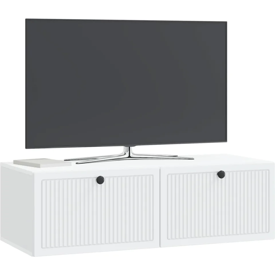 vidaXL Wandbeugel TV-kast Wit 98 x 41 x 30 cm Bewerkt hout