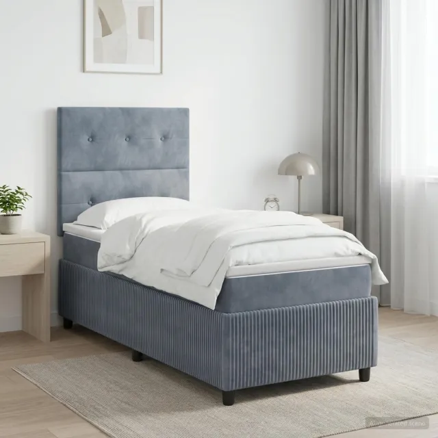 vidaXL Boxspringbed met matras Donkergrijs Enkel Fluweel