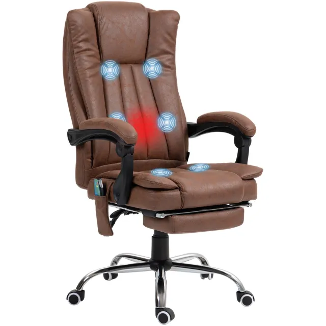 Vinsetto Massage Bureaustoel - Microvezelstof (100% polyester) - 62x67x120cm - Bruin