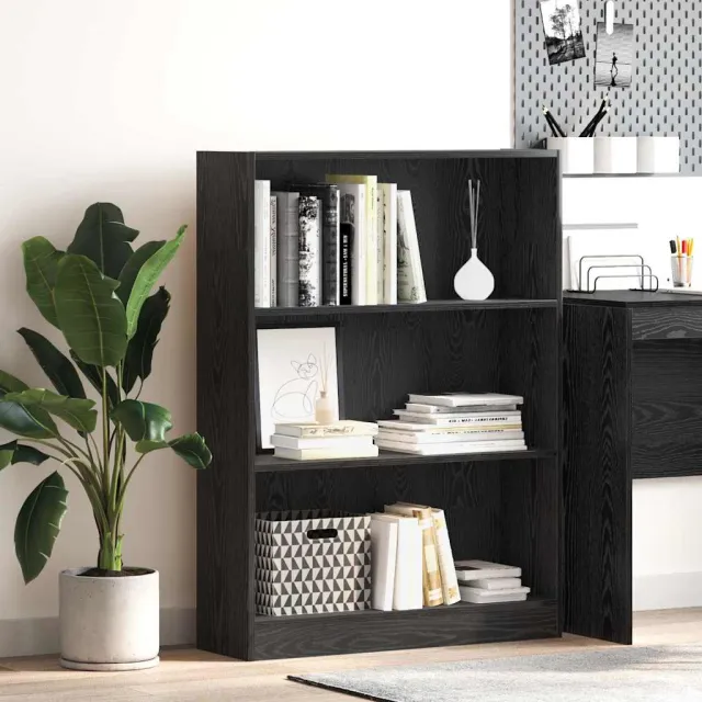 vidaXL Boekenkast 80 x 24 x 109 cm Bewerkt hout Zwart Eiken, foto 2