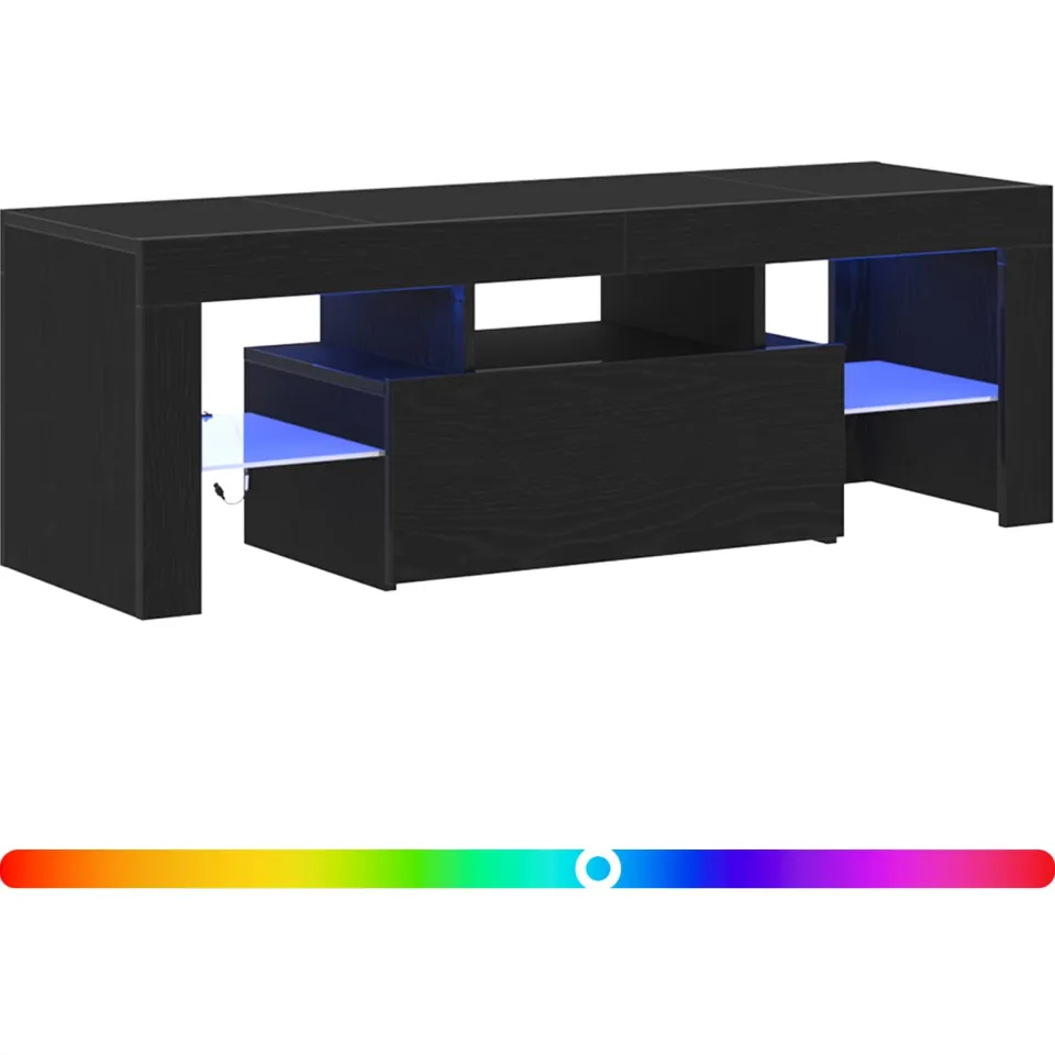 vidaXL TV-kast 120 x 35 x 40 cm Zwart Eiken Bewerkt hout, foto 3