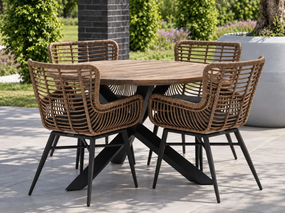 Intenso Furniture Intenso Asti/Rough-Y Ø120cm dining tuinset 5-delig grijs, foto 5