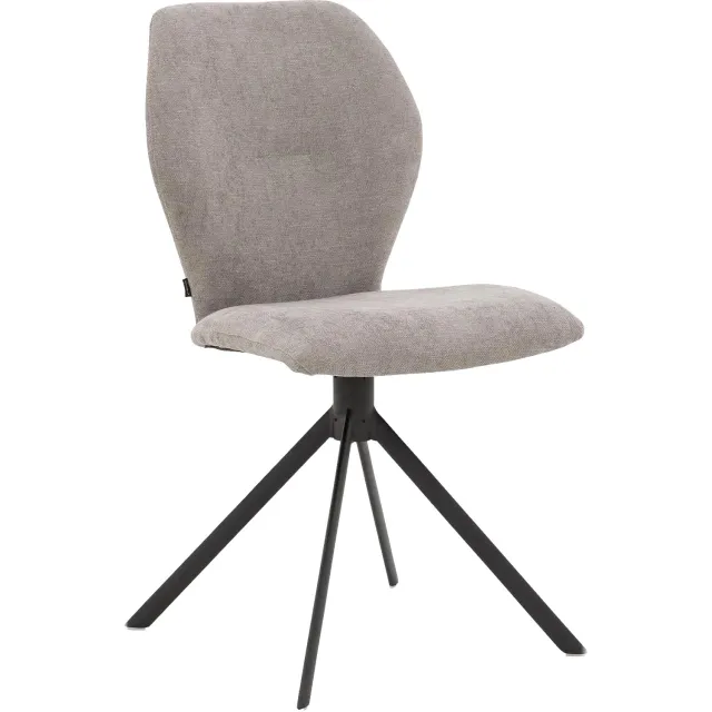 Goossens Eetkamerstoel Hera lichtgrijs stof met draaifunctie leuning, modern design stof fijn geweven lichtgrijs