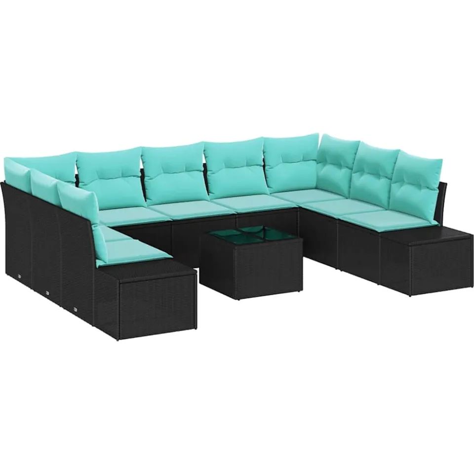 vidaXL Tuin Sofa Set 10 st Zwart poly rattan