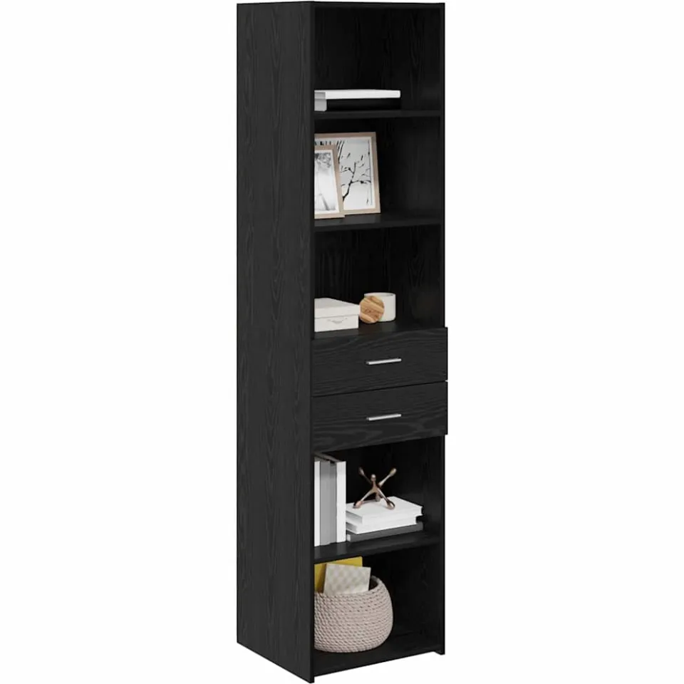 vidaXL Highboard Zwart Eiken 45 x 42,5 x 185 cm Bewerkt hout