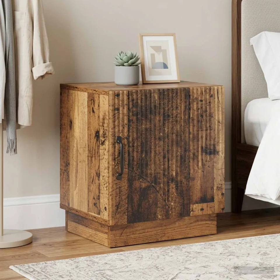 vidaXL Nachtkastje 2 st Oud hout 43 x 34,5 x 47 cm Bewerkt hout bruin, foto 4