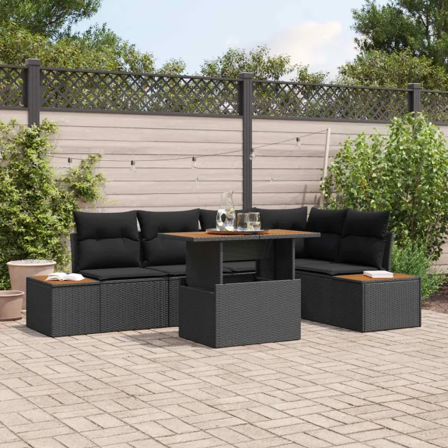 vidaXL Tuin Sofa Set 6 st Zwart Poly riet, foto 2