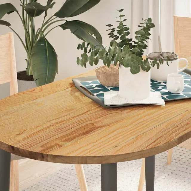 vidaXL Tafelblad 120x60x2 cm ovaal massief eikenhout lichtbruin