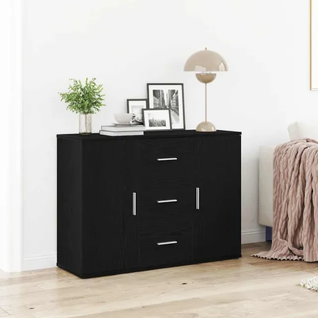 vidaXL Dressoir 91x29,5x65 cm spaanplaat zwart eikenkleurig, foto 2