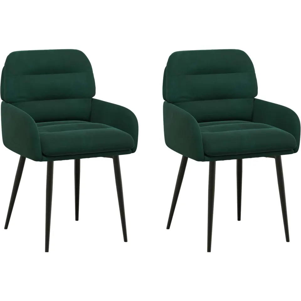 vidaXL Eettafelstoelen 2 st fluweel Donkergroen 59 x 59,5 x 90 cm groen, foto 3
