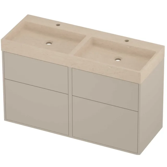 Proline Evoli Badmeubelset Hardsteen Loft Asymmetrisch 120x46x75 cm Sand Stone Soft Linen Beige