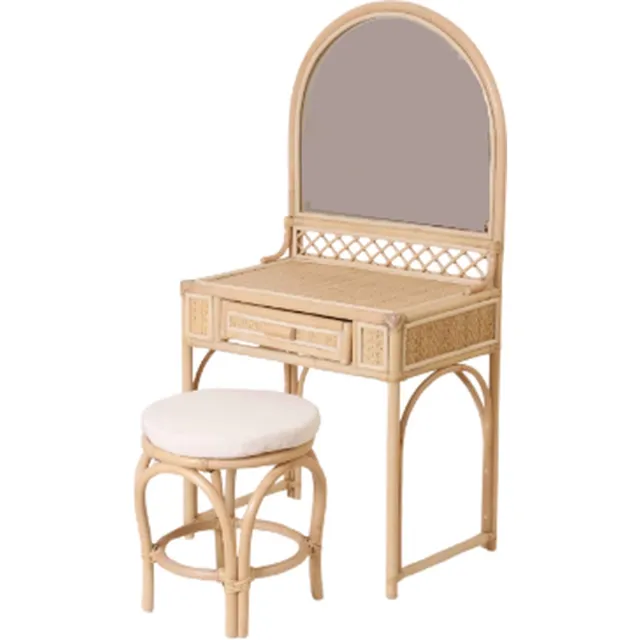 Cokos Nima Rotan kaptafel met kruk Beige