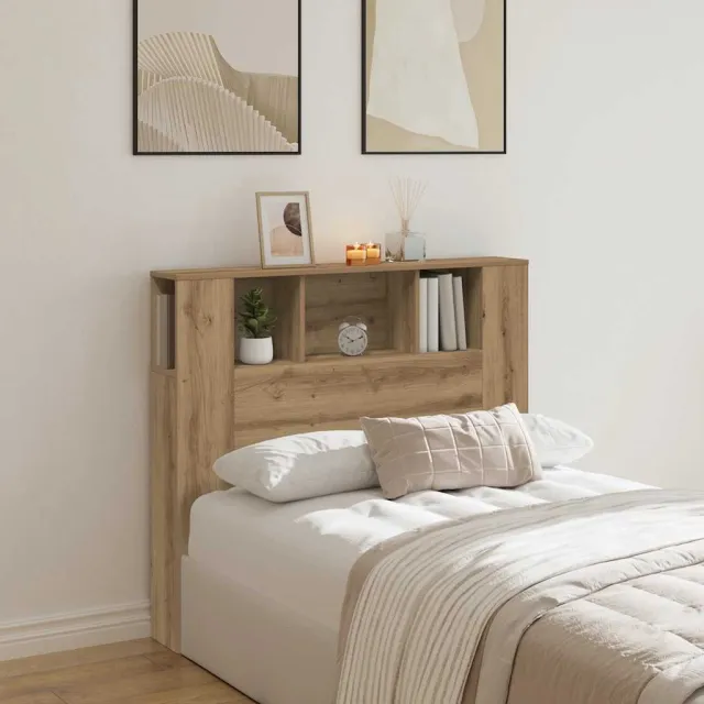 vidaXL Hoofdbordkast 120x19x104,5cm bewerkt hout artisanaal eikenkleur Bruin