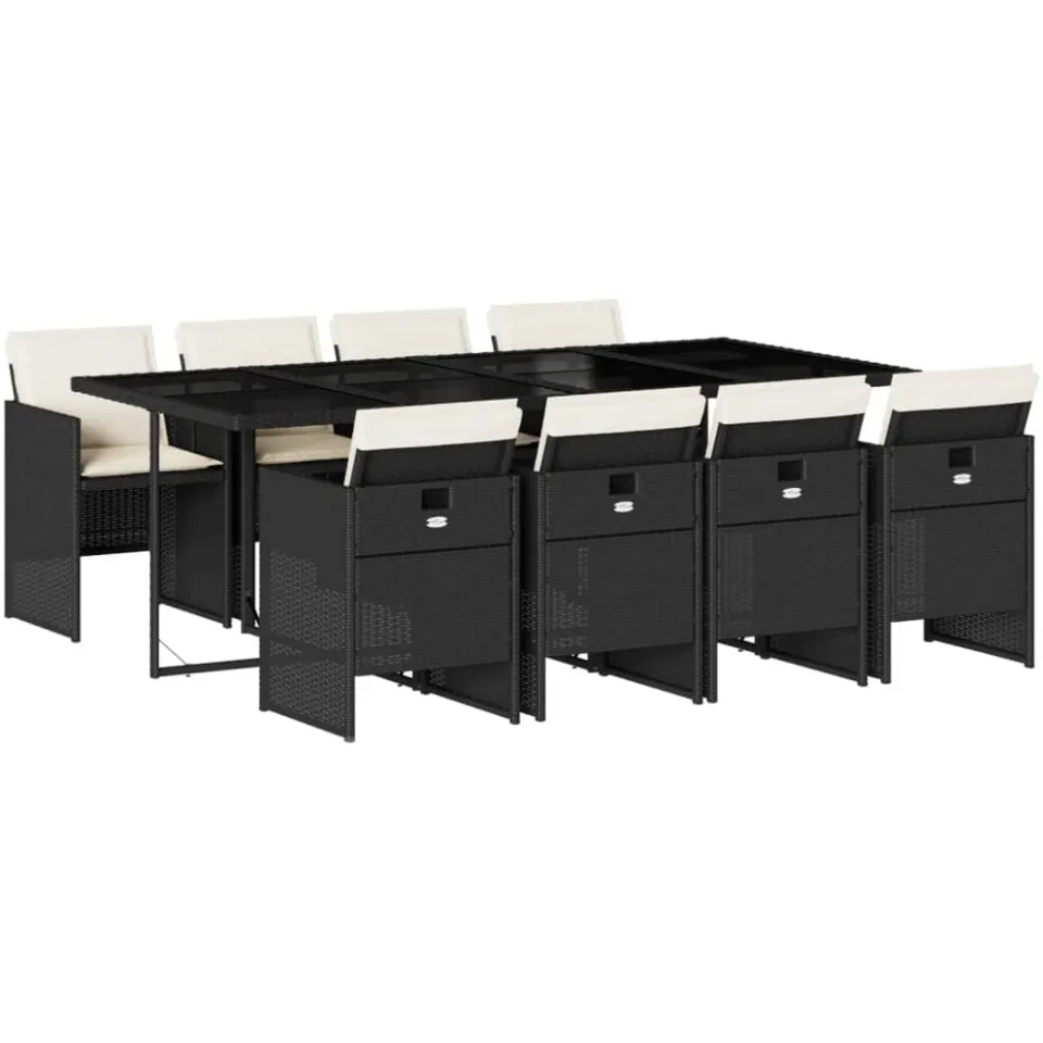 vidaXL 9-delige Tuinset poly rattan zwart, foto 3