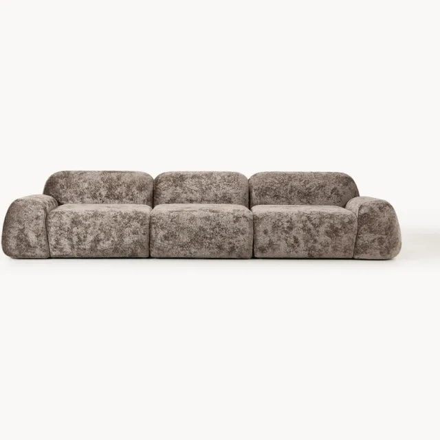 Westwing Collection Modulaire bank Wolke (4-zits) van teddy bouclé Taupe