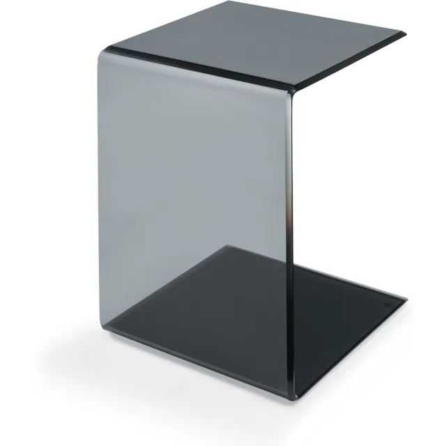 en.casa Bijzettafel Trölmapilu glas c vorm 60x40x40 cm grijs [en.casa]