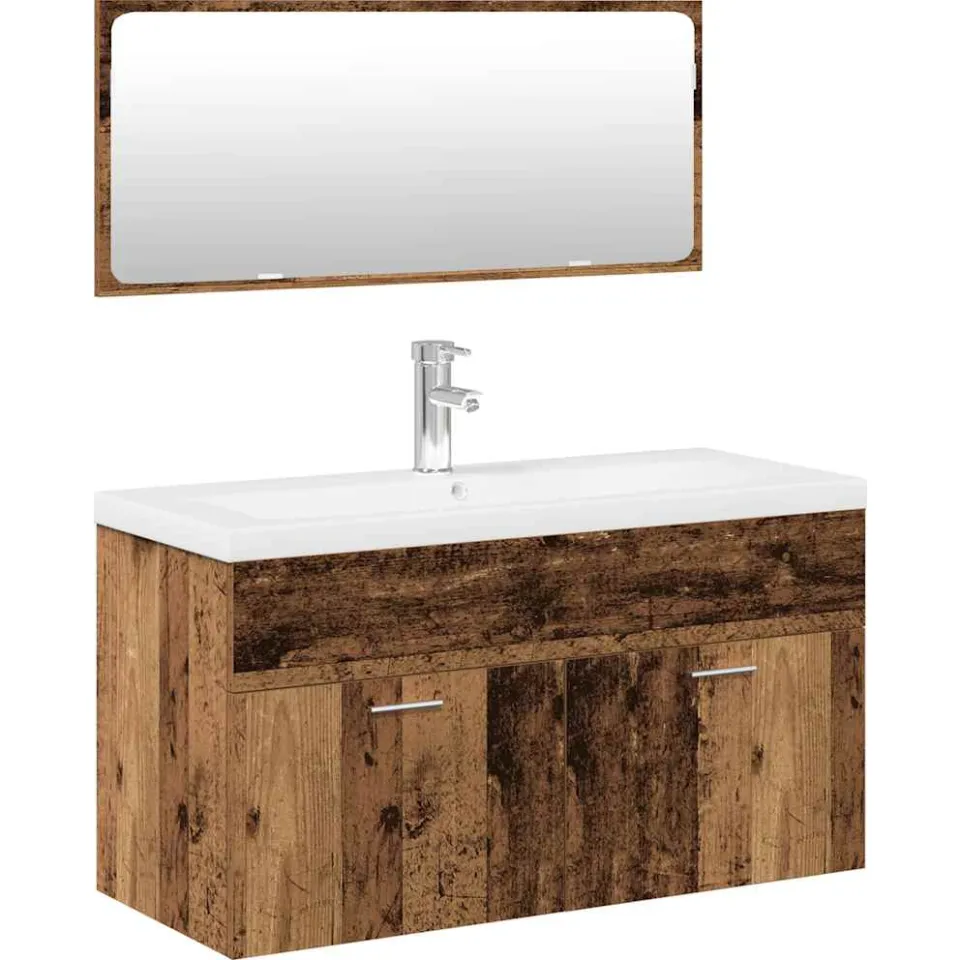 vidaXL 3-delige Badkamermeubelset bewerkt hout oud houtkleurig bruin, foto 3