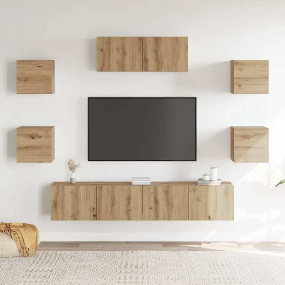 vidaXL 7-delig Tv-meubelset wandmontage artisanaal eiken, foto 3