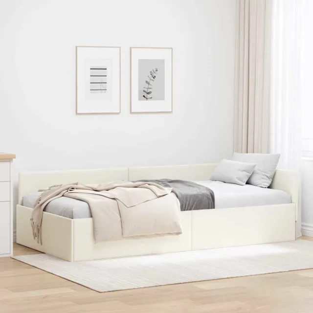 vidaXL Hoekbedframe Crème 100 x 200 cm fluweel