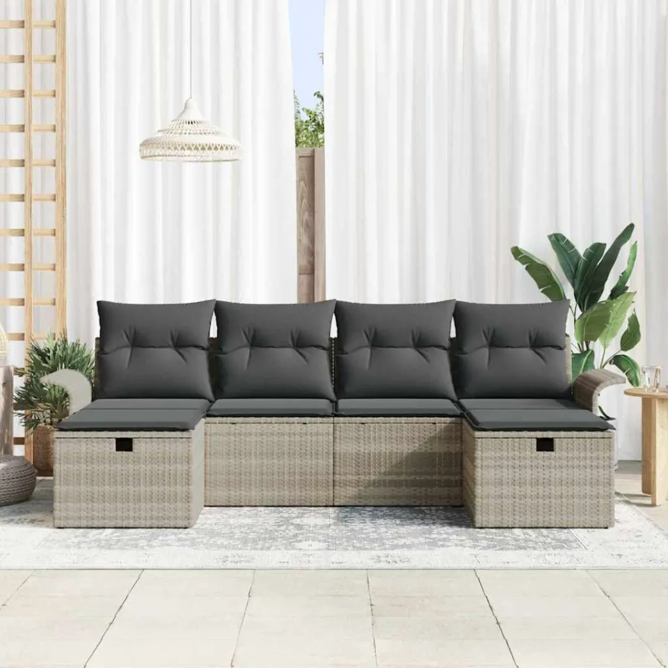 vidaXL Tuin Sofa Set 6 st Poly riet bruin, foto 3