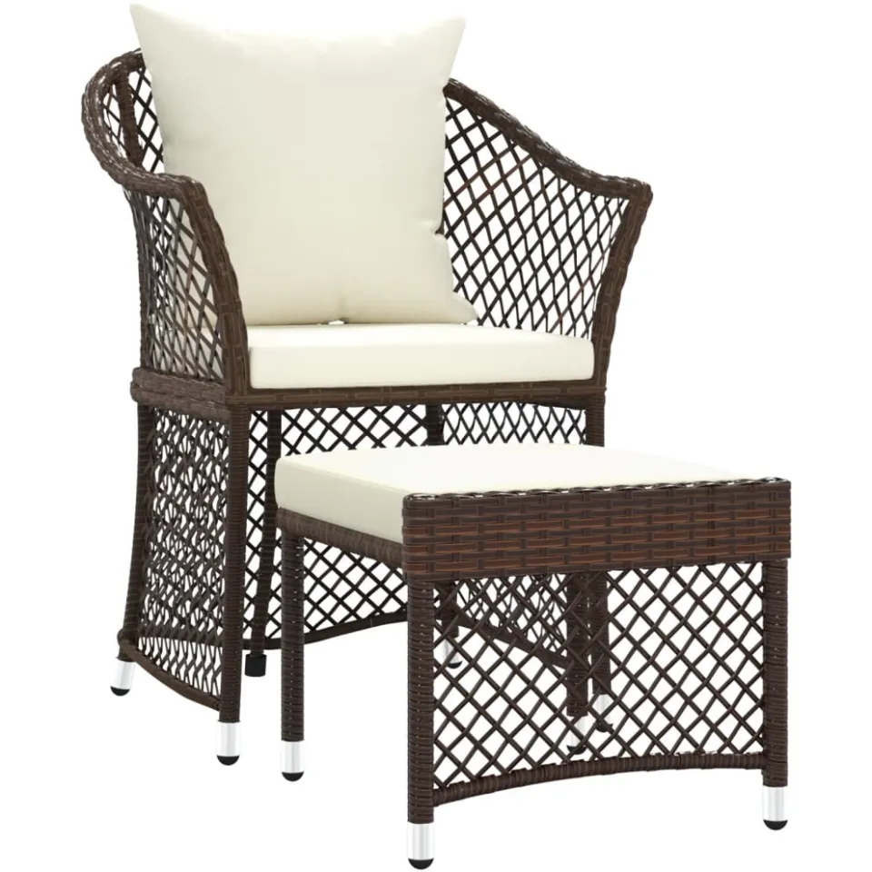 vidaXL 2-delige Loungeset met kussens poly rattan bruin, foto 3