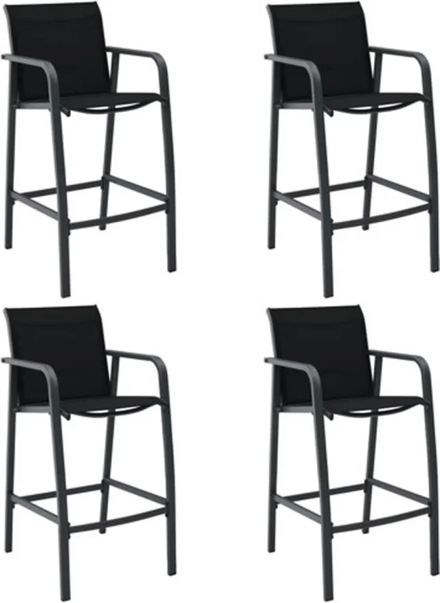 vidaXL Tuinbarstoelen - 4 - st - textileen - zwart