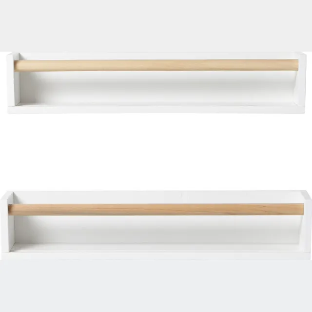vertbaudet Set - 2 boekenplanken - 10 x 50 x 10 cm WIT/HOUT