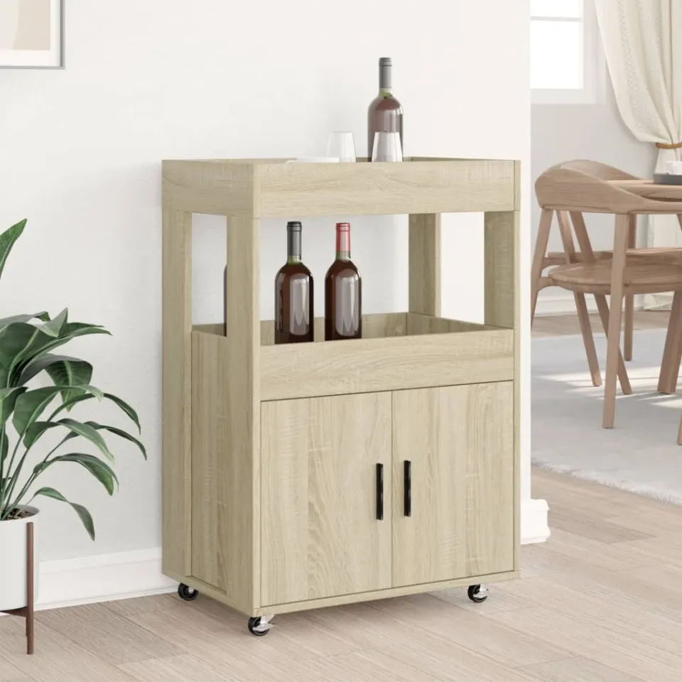 vidaXL Drankkar 60x39,5x89 cm bewerkt hout sonoma eikenkleurig, foto 3