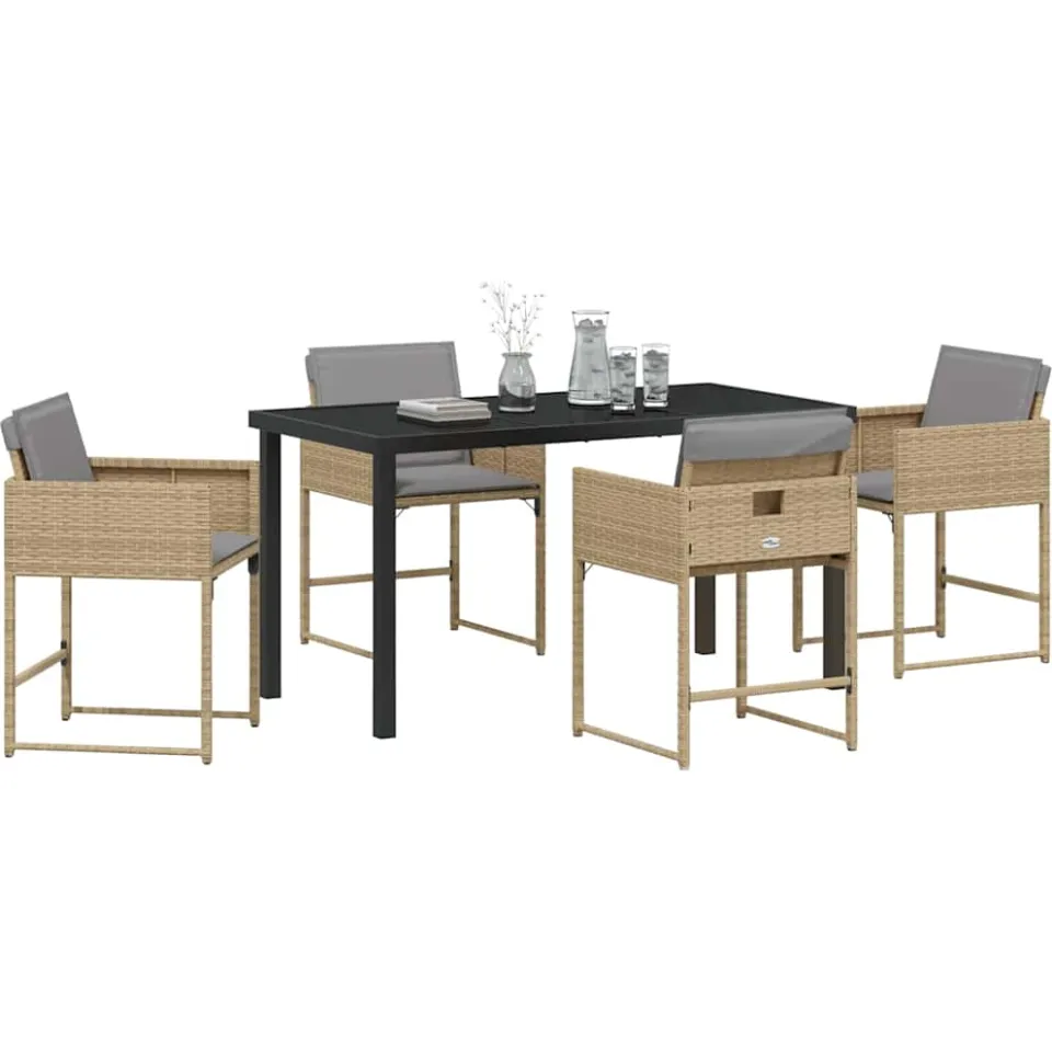 vidaXL Tuin eettafelset 5 st Beige poly rattan