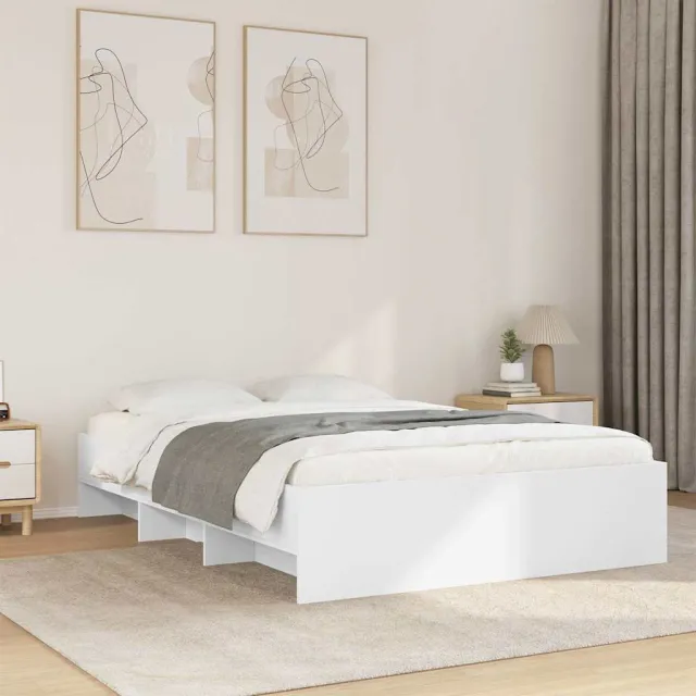 vidaXL Bedframe bewerkt hout wit 135x190 cm