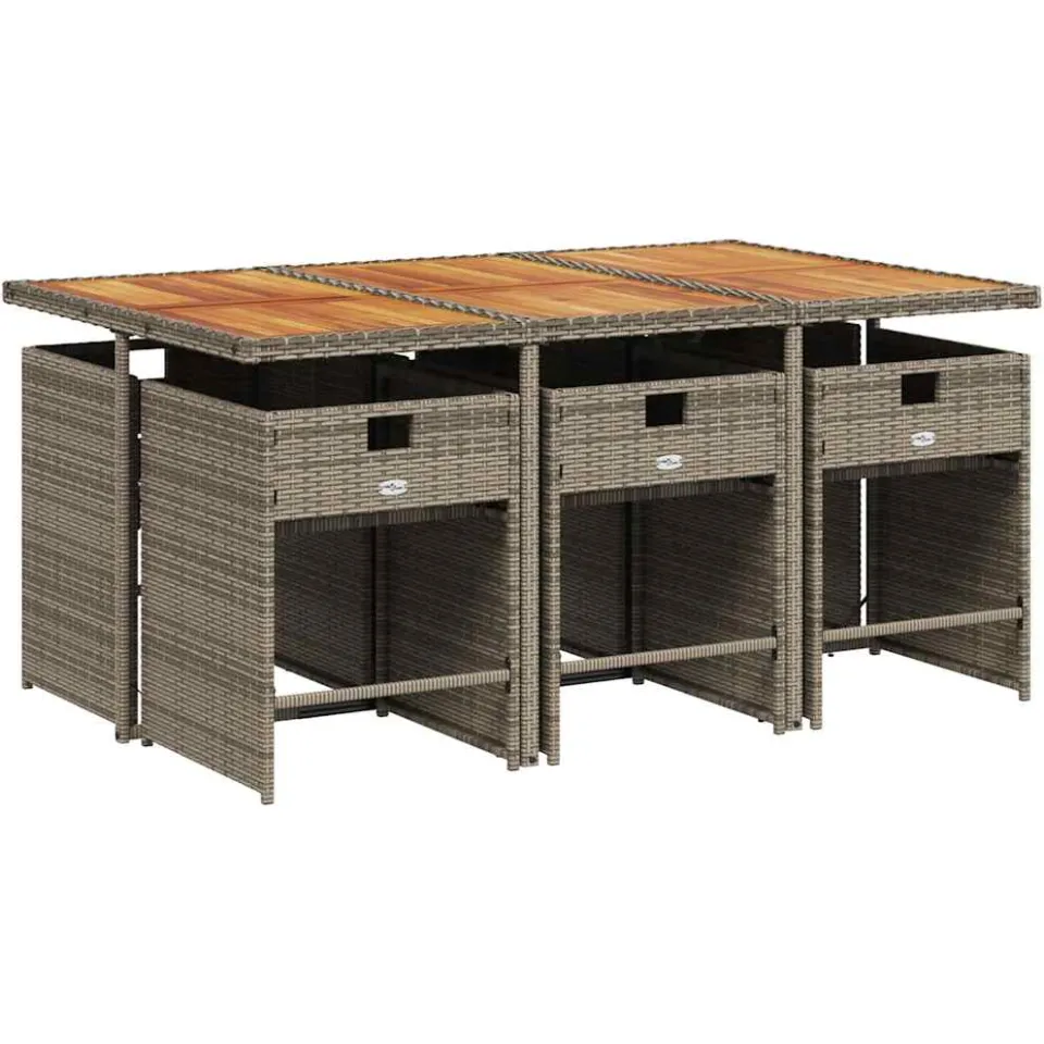 vidaXL 7-delige tuinset met kussens, grijs polyrotan