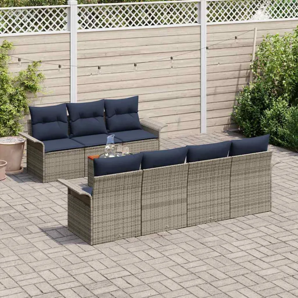 vidaXL Tuinbankenset 8 st Grijs poly rattan, foto 3
