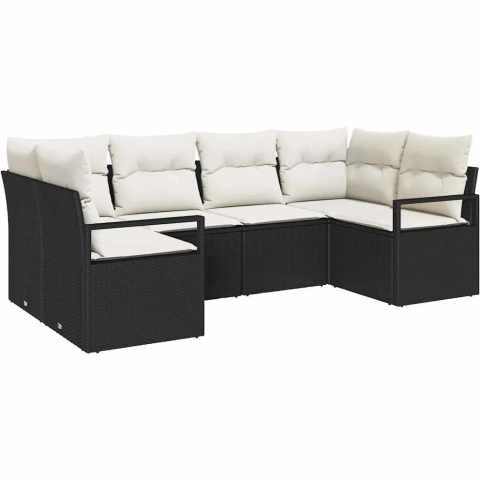 vidaXL Bankstel 6 st Zwart poly rattan
