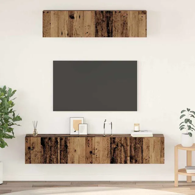 vidaXL Tv-meubelset 4 st Oud Hout Bewerkt hout Bruin