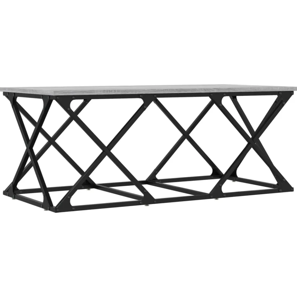 vidaXL Salontafel 100x49x40 cm bewerkt hout grijs sonoma, foto 3