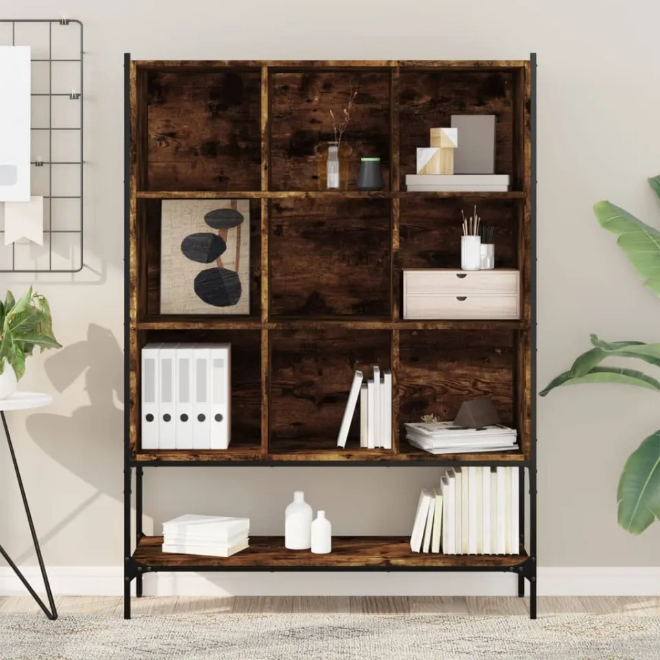 vidaXL Boekenkast 102x30x141,5 cm bewerkt hout gerookt eikenkleurig, foto 3